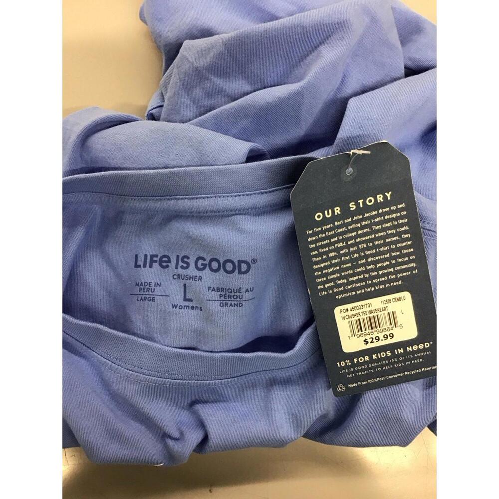 Life is good womens tshirt large sky blue heart ne from target - Picture 3 of 4